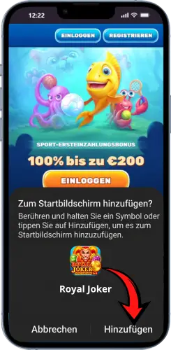 Royal Joker Shortcut auf Android zum Startbildschirm hinzufügen