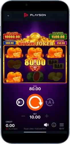 Royal Joker Gewinnanzeige mit 80 Euro mobil